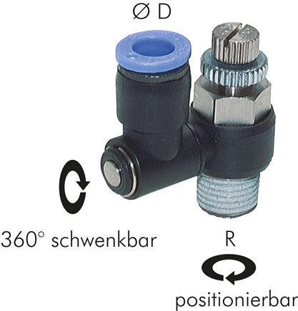 Drosselrückschlagventil R 1/4"-10mm, abluftregelnd