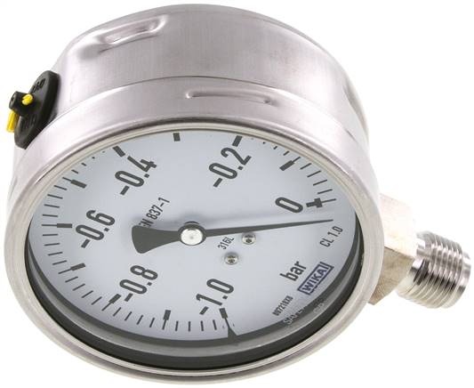 Chemie-Manometer senkrecht, 100mm, -1 bis 0 bar