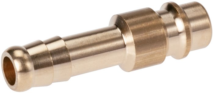 Kupplungsstecker (NW7,2) 13 (1/2")mm Schlauch, Messing vernickelt, beidseitig absperrend