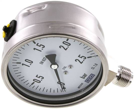 Chemie-Manometer senkrecht, 100mm, 0 - 2,5 bar