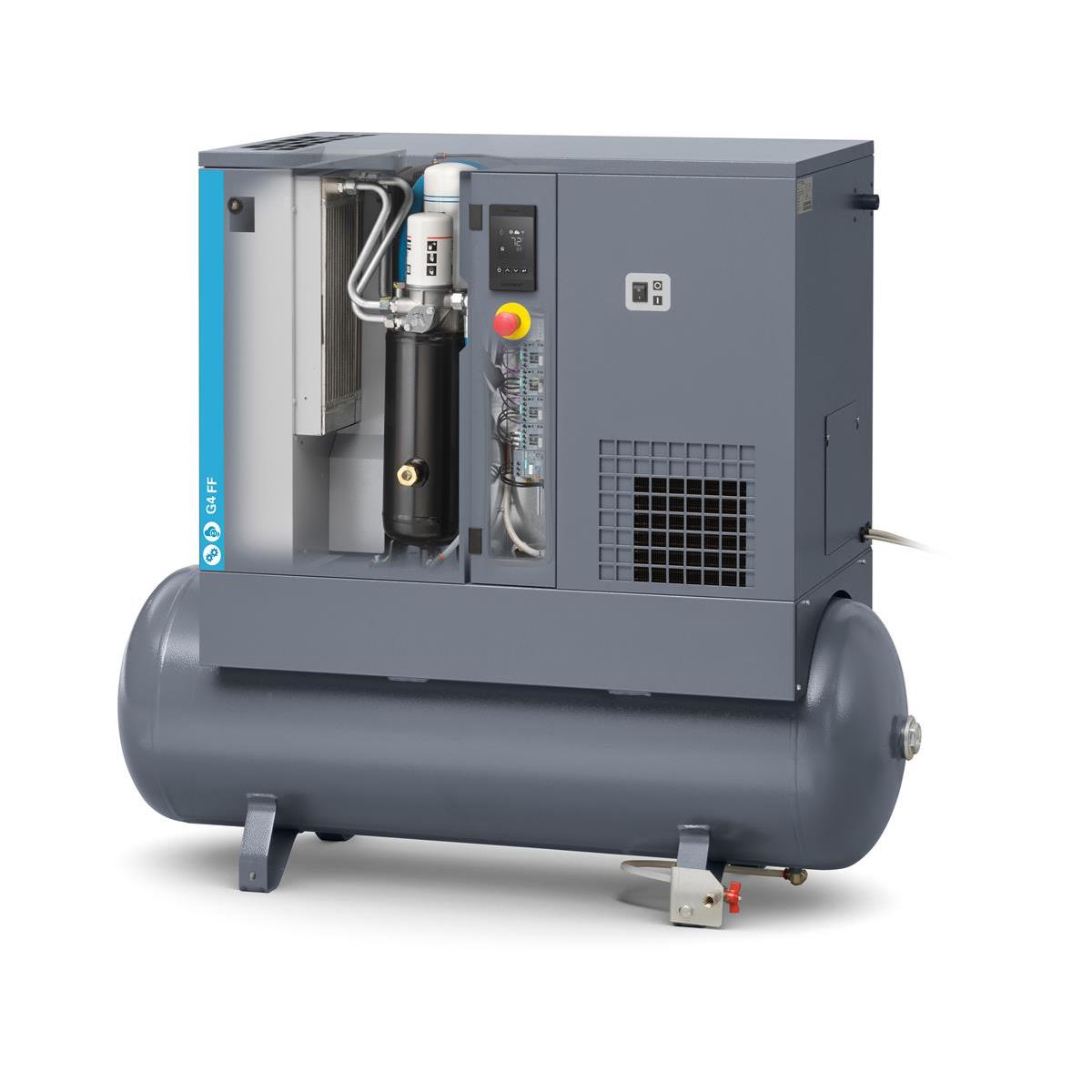 Atlas Copco Schraubenkompressor G 4 FF - 8 bar DOL inkl. Kältetrockner und Behälter