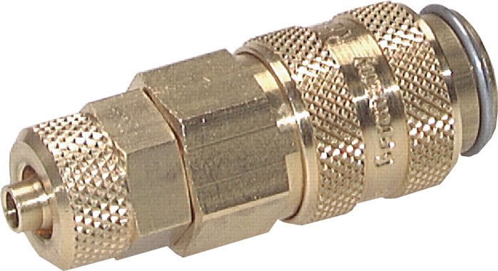Schnellkupplung (NW5) 8x6mm Schlauch, Messing, braune Schiebehülse