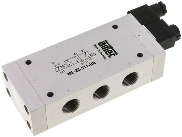 5/2-Wege Magnetventil mit Fremdluftanschluss, G 1/2" (Pilot G 1/8") 12V=