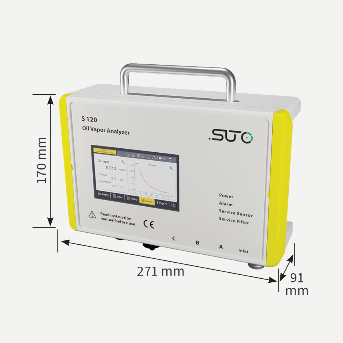 S120 Öldampf-Monitor Druckluft 0,001-5 mg/m³, Touchdisplay, Datenlogger, Modbus