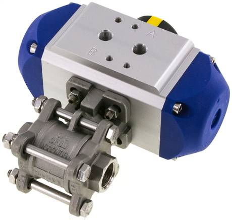 Pneumat. Edelstahl-Kugelhahn, G 3/8", Feder-schließend