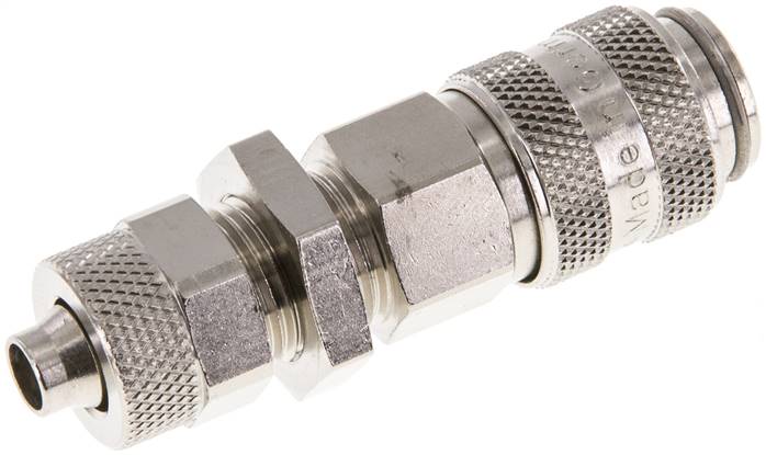Schott-Schnellkupplung (NW5) 8x6mm Schlauch, Messing vernickelt, für Stecker beidseitig absperrend