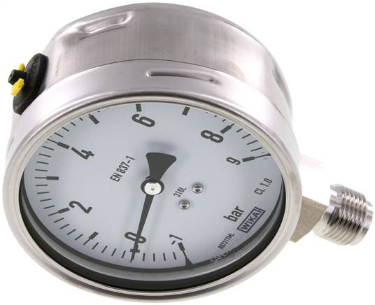 Chemie-Manometer senkrecht, 100mm, -1 bis 9 bar