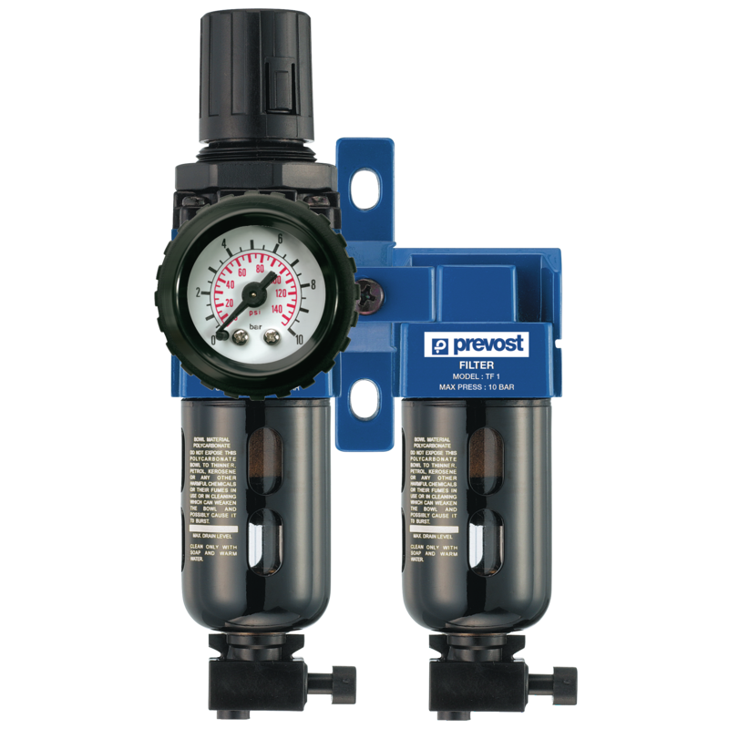 PREVOST ALTO 1 - Mikrofilter-Regler mit Manometer,  Submikrofilter und Wandbefestigungsset  G1/4''