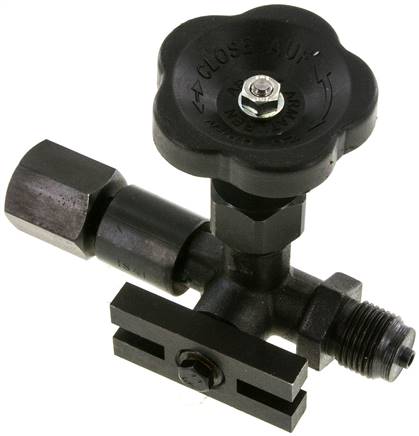 Manometer-Absperrventil G 1/2" Drehbare Muffe - Zapfen mit Schaft für Messgeräte, Prüfanschluss 	60 x 25 x 10, Stahl