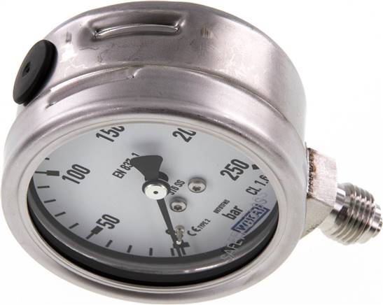 Chemie-Manometer senkrecht, 63mm, 0 - 250 bar