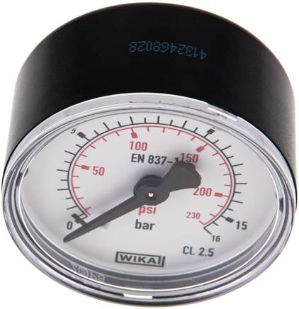 Manometer waagerecht (KU/Ms), 50mm, 0 - 16 bar, G 1/8"