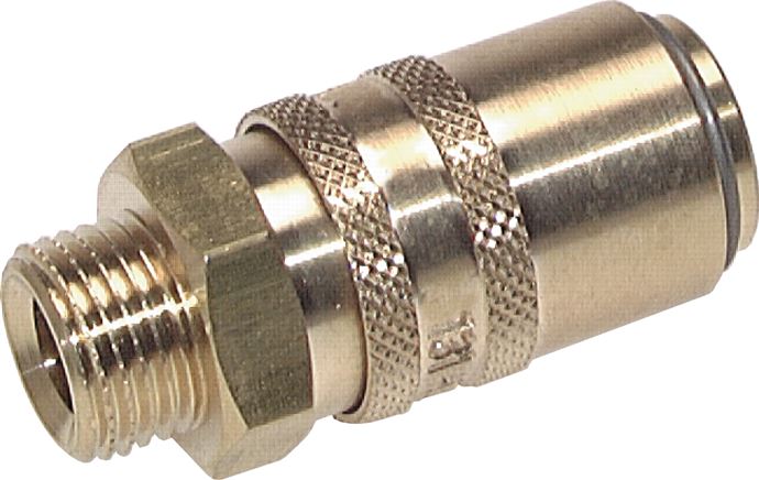 Temperier-Schnellkupplung 13mm Zapfen,G 3/8"(AG), Edelstahl, für Stecker beidseitig absperrend