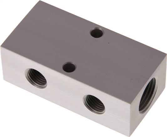 Verteilerleiste 2 x G 1/2"-2 x G 1/4", Aluminium eloxiert