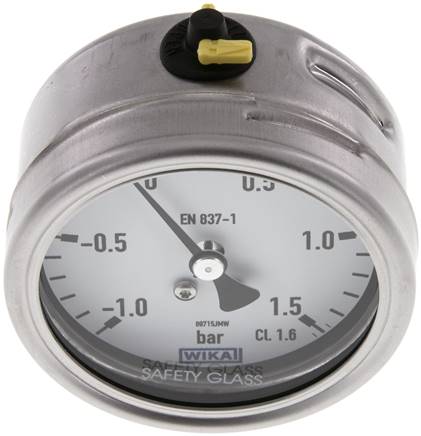Chemie-Manometer waagerecht, 63mm, -1 bis 1,5 bar