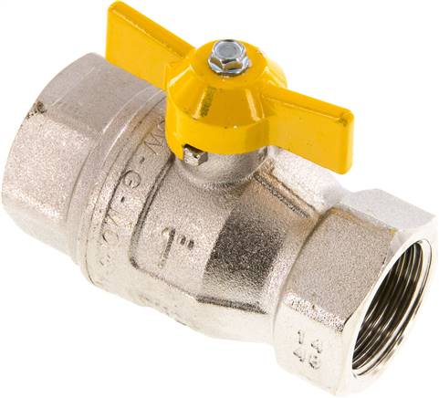 Messing-Kugelhahn, DVGW, Rp 1", -0,9 bis 40 bar, Knebelgriff