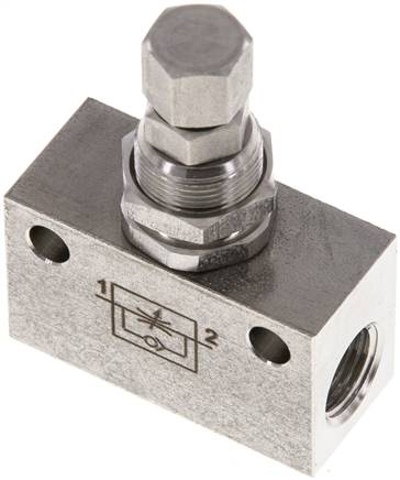 Drosselrückschlagventil, G 1/8", Edelstahl (Eco)