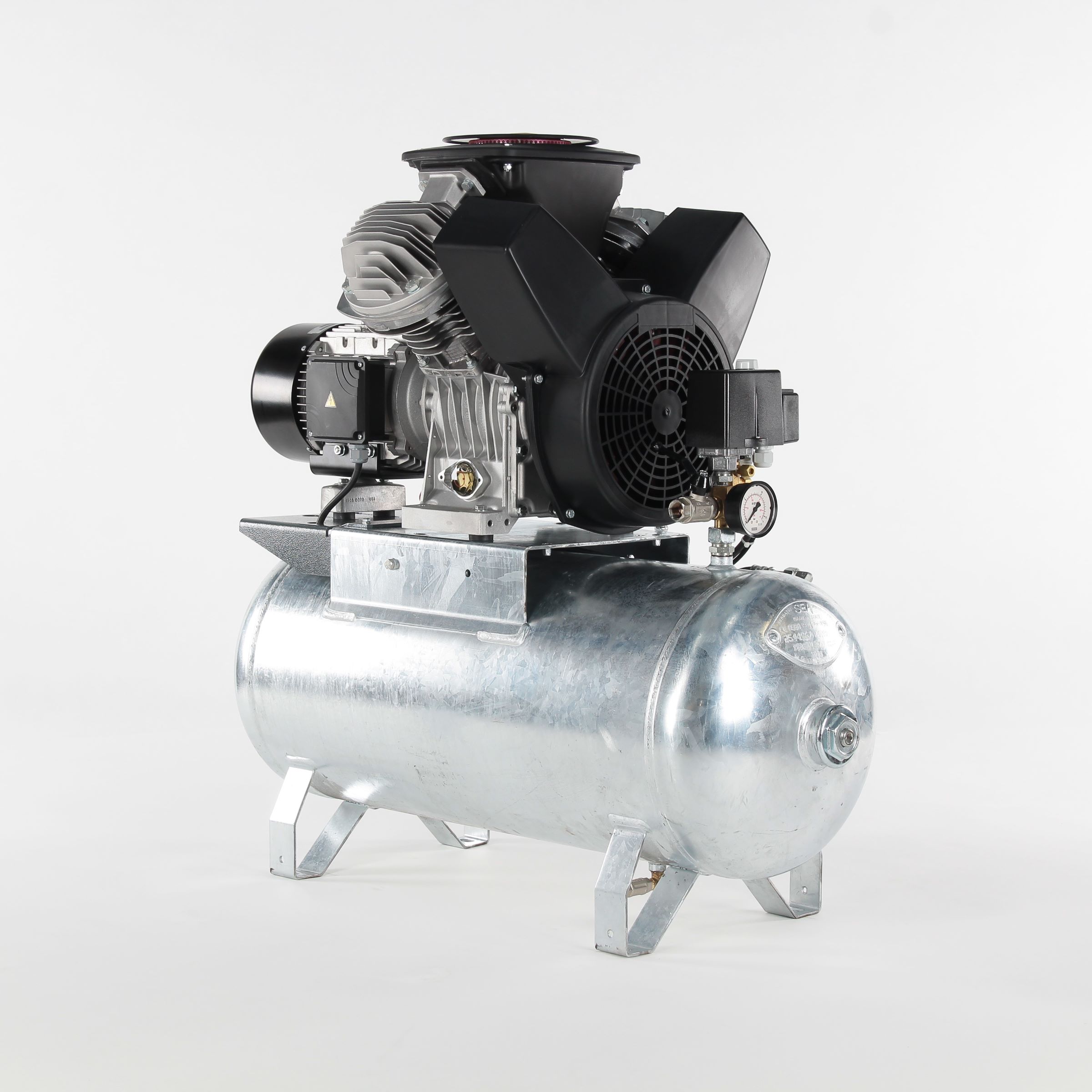 AGRE Industrie-Kolbenkompressor Typ ALG MEK-O-2 10 90 W 4116002218 auf verzinktem Behälter