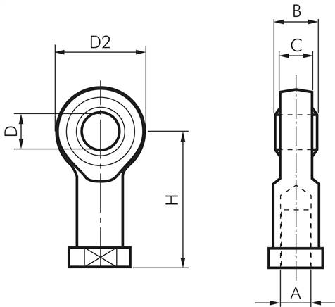 Gelenkkopf, M 10 x 1,25, Stahl verzinkt