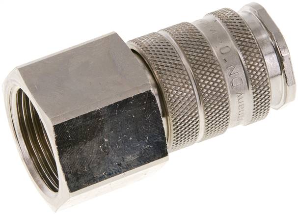 Schnellkupplung (NW10) G 3/4"(IG), Messing vernickelt, für Stecker beidseitig absperrend