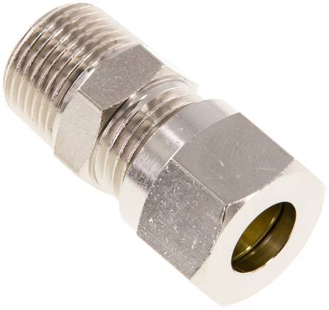 Gerade Schneidringverschr. 10 L (M16x1,5)-R 3/8", Messing vernickelt