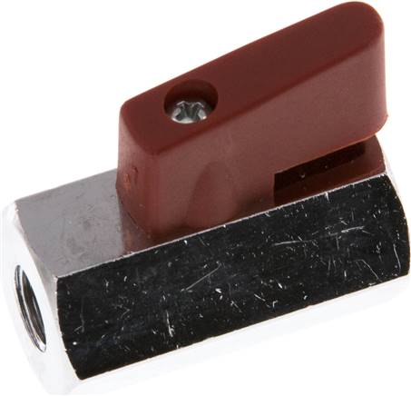 Messing-Minikugelhahn G 1/8" Innengewinde, PN 15, Knebelgriff