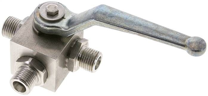 ES-Hochdruck-3-Wege Kugelhahn, T-Bohrung, 8 S (M16x1,5), 0 bis 400bar