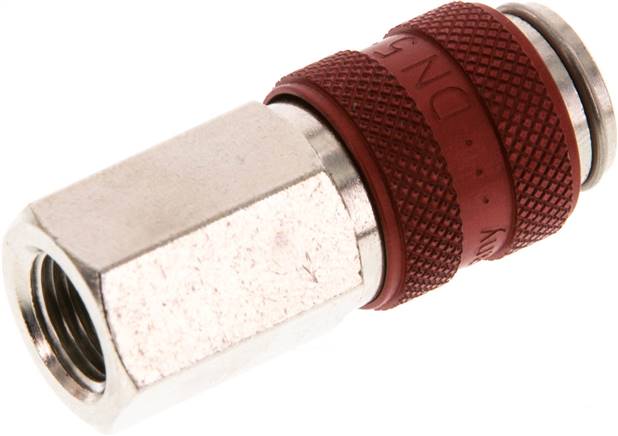 Schnellkupplung (NW5) G 1/8"(IG), Messing vernickelt, rot