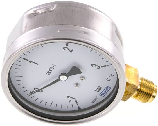 Manometer senkrecht (CrNi/Ms), 100mm, -1 bis 3 bar