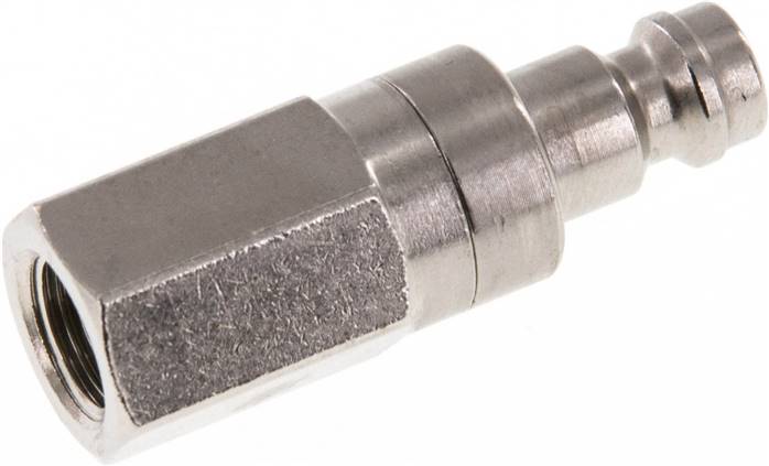 Kupplungsstecker (NW5) G 1/8"(IG), Messing vernickelt, beidseitig absperrend