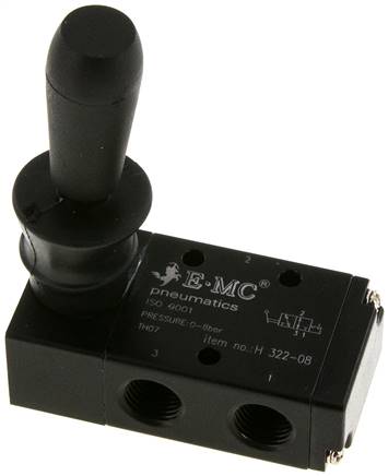 3/2-Wege Handhebelventil, Raste, G 1/4"