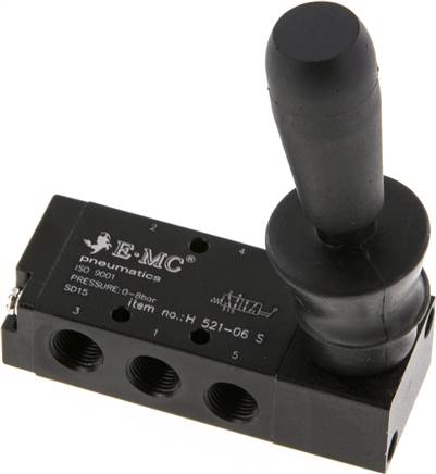 5/2-Wege Handhebelventil, Federrückstellung, G 1/8"