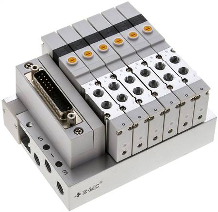 Ventilterminal 6x5/2-Wege, Multipol, M 7 an Ventilen (oben)