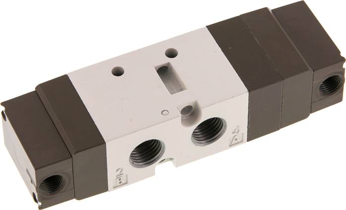 5/3-Wege Pneumatikventil, G 1/4" (Pilot u. Abluft G 1/8"), Mittelstellung belüft