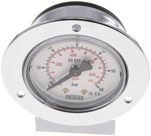 Einbaumanometer (CrNi/Ms), Frontring, 50mm, 0 - 60 bar