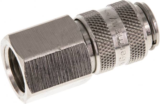 Schnellkupplung (NW5) G 1/4"(IG), Messing vernickelt, für Stecker beidseitig absperrend