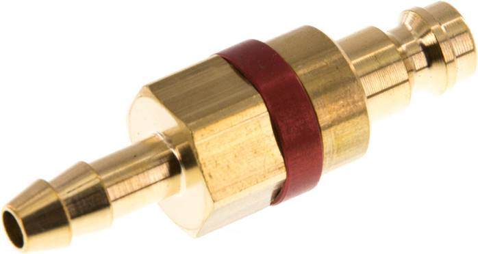 Kupplungsstecker (NW5) 6 (1/4")mm Schlauch, Messing rot, D= 6 mm