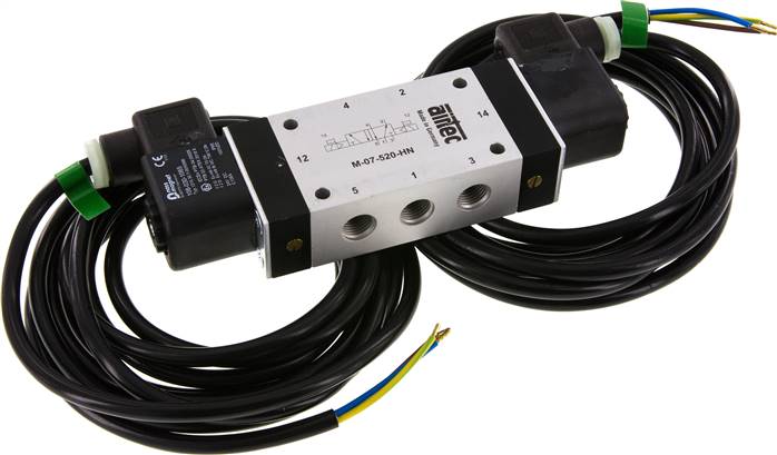 5/2-Wege Magnetimpulsventil, G 1/4", 24 V= (ATEX), 2 -10 bar, mit 3m Kabel