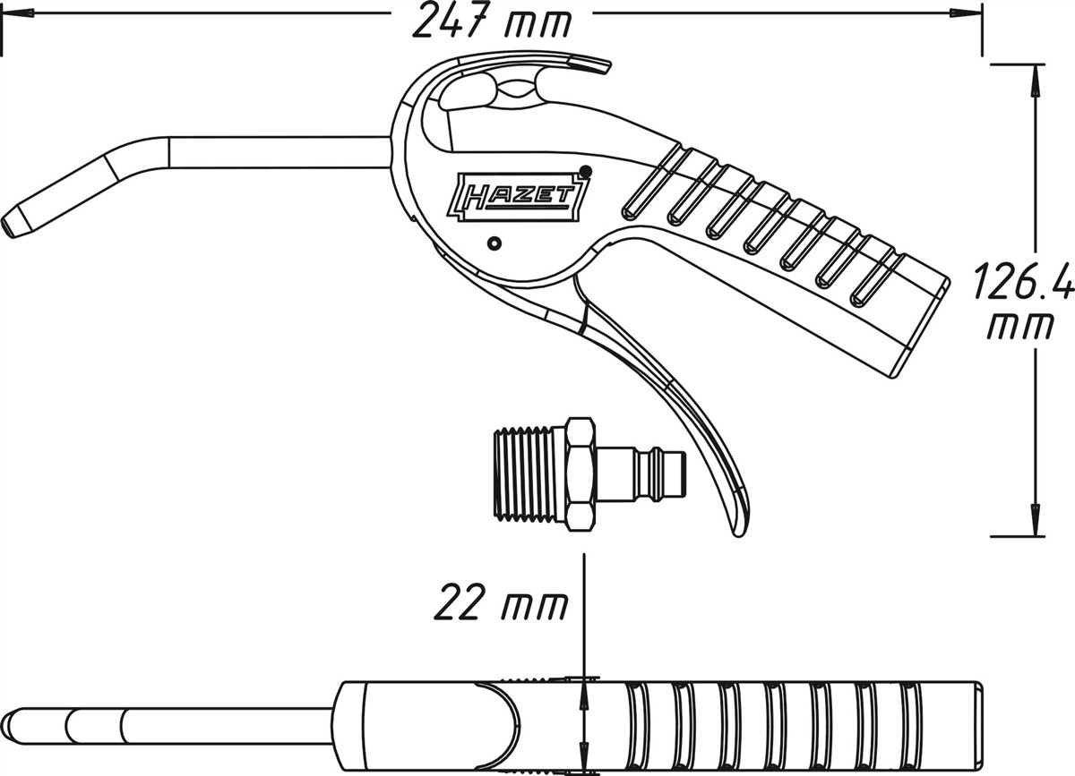 HAZET Pistola di soffiaggio - 100 mm 9040P-1