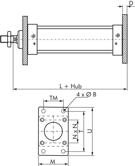 ISO 15552-Flanschbefestigung 125 mm, Stahl verzinkt