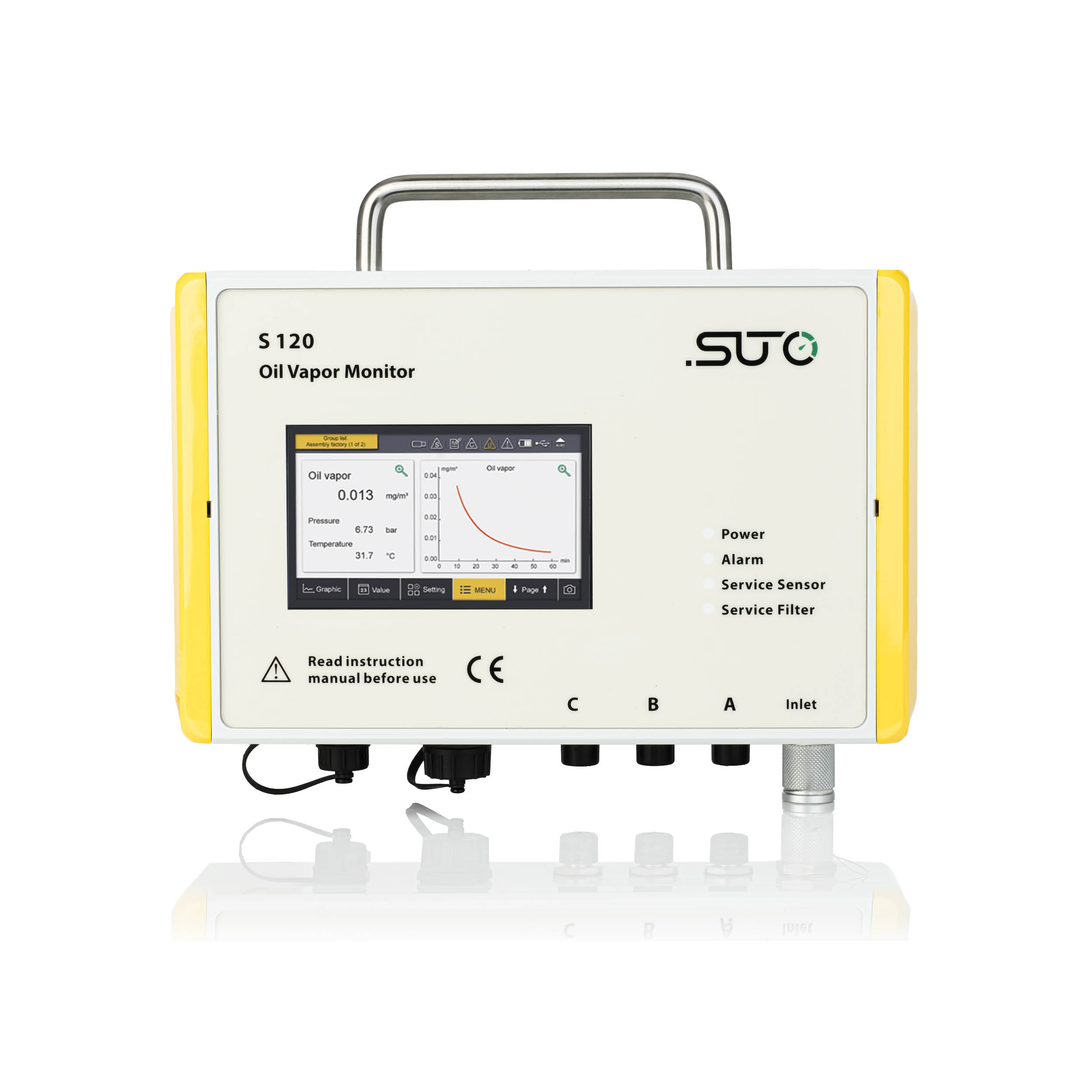 S120 Öldampf-Monitor Druckluft 0,001-5 mg/m³ mit Taupunktsensor, Touchdisplay, Datenlogger