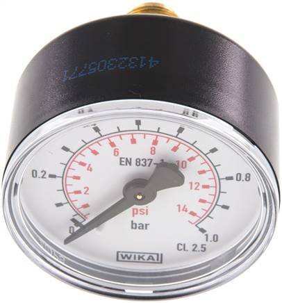 Manometer waagerecht (KU/Ms), 50mm, 0 - 1 bar, G 1/4"