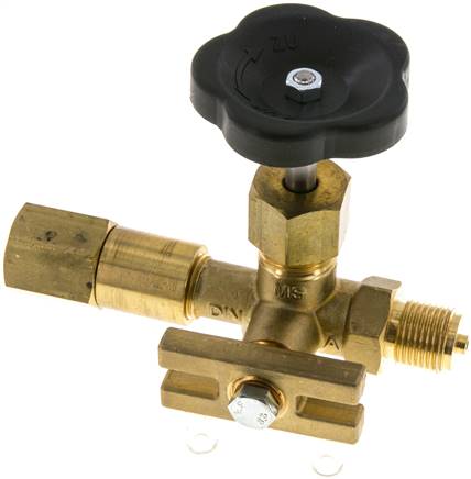 Manometer-Absperrventil G 1/2" Drehbare Muffe - Zapfen mit Schaft für Messgeräte, Prüfanschluss 	60 x 25 x 10, Edelstahl