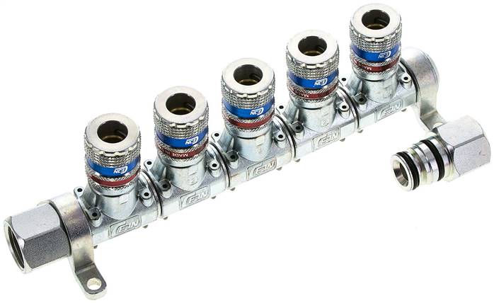 CEJN Multilink 5-fach Verteiler, mit Sicherheitskupplung eSafe als Abgang