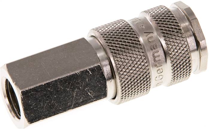 Schnellkupplung (NW7,2) G 1/4"(IG), Stahl gehärtet, vernickelt / Messing vernickel