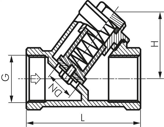 Schrägsitz-Rückschlagventil, G 3/4", PN 40, Edelstahl
