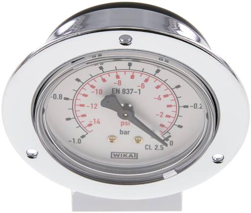 Einbaumanometer (CrNi/Ms), Frontring, 63mm, -1 bis 0 bar