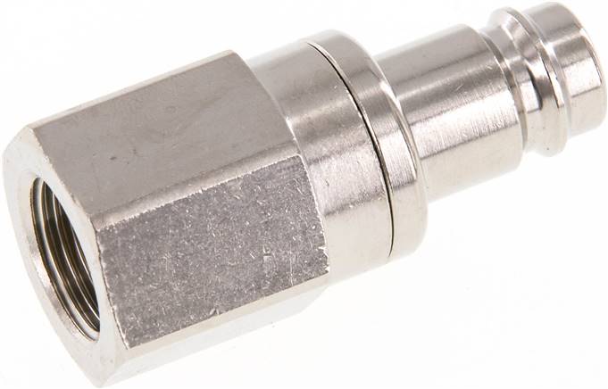 Kupplungsstecker (NW10) G 3/8"(IG), Messing vernickelt, beidseitig absperrend