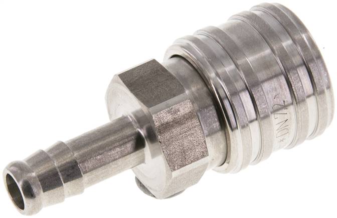 Schnellkupplung (NW7,2) 8 (5/16")mm Schlauch, Edelstahl, für Stecker beidseitig absperrend