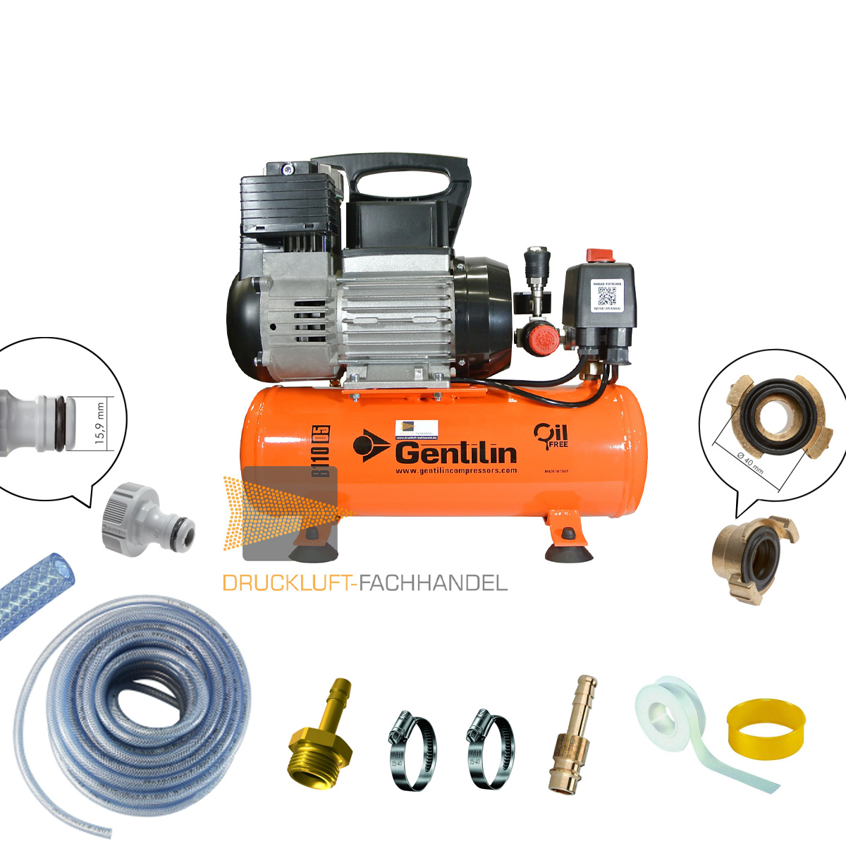 DF Entwässerungs-Set 2 | Kompressor & Anschlussleitung für Bewässerungssysteme | für GARDENA, GEKA