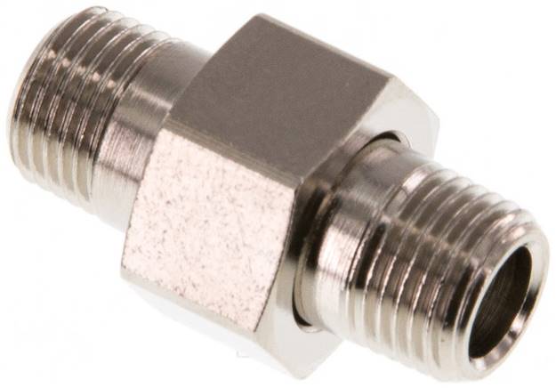 Doppelnippel trennbar R 1/8"-R 1/8", Messing vernickelt